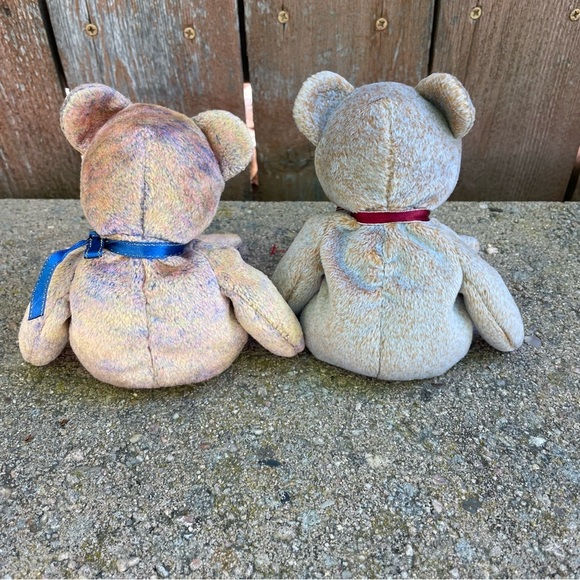 TY Clubby III and Signature 1999 Beanie Baby Plush Teddy Bear Set Cream Tan - Picture 2 of 5